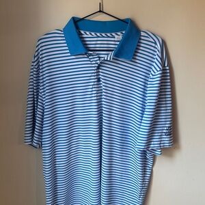 Blue Striped Cutter and Buck Golf polo